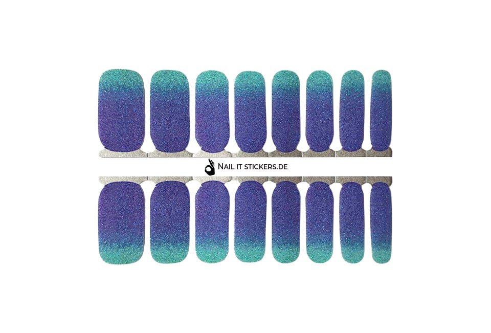 Glitzer für Nägel als Nagelsticker-Set in Blau mit Farbverlauf